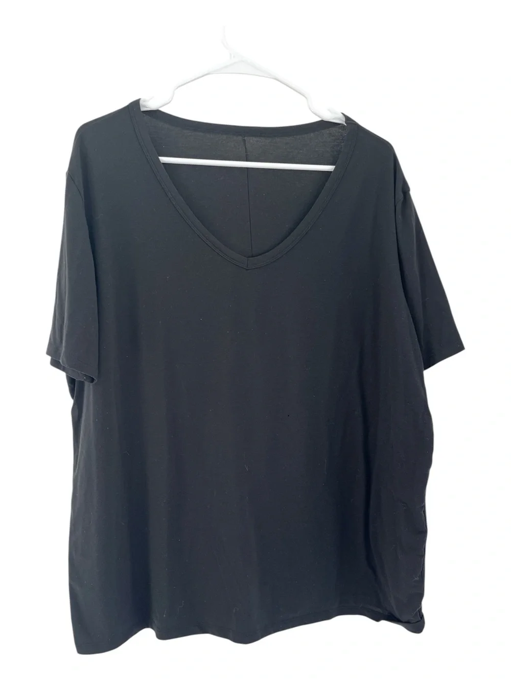 Alo Yoga Oversized Wide V Neck Black Tee Shirt L FLAWED